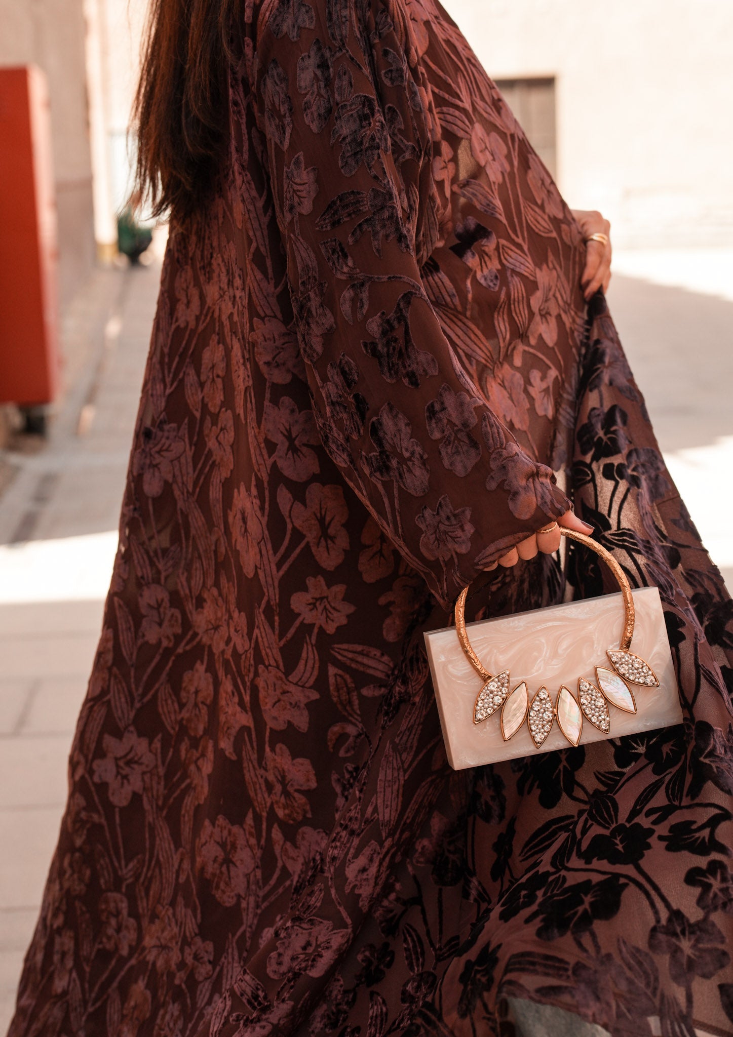 حقيبة يد من الراتنج مزدهرة طوال الليل