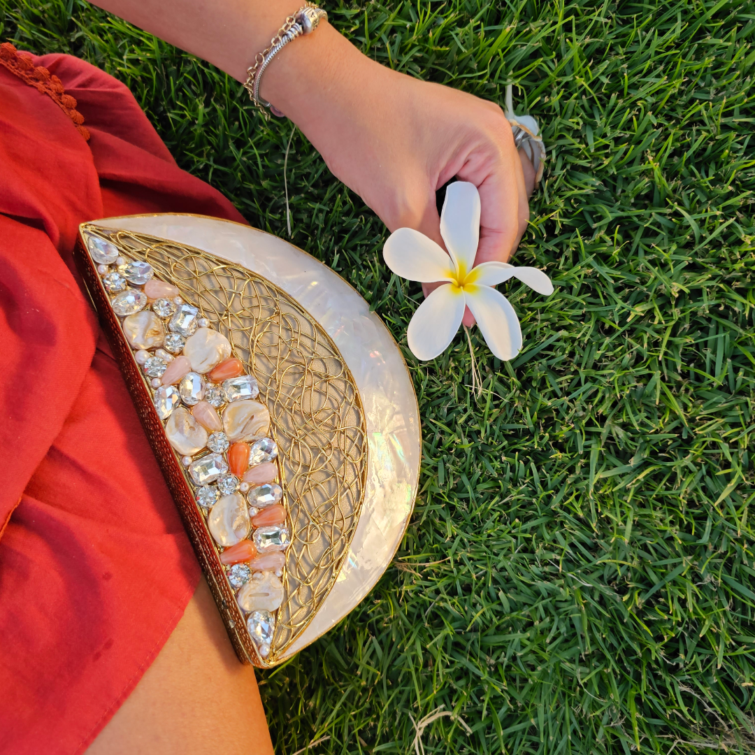 Designer Bridal Clutch, Heartbeat Rhythm Brass Clutch, Selomenika