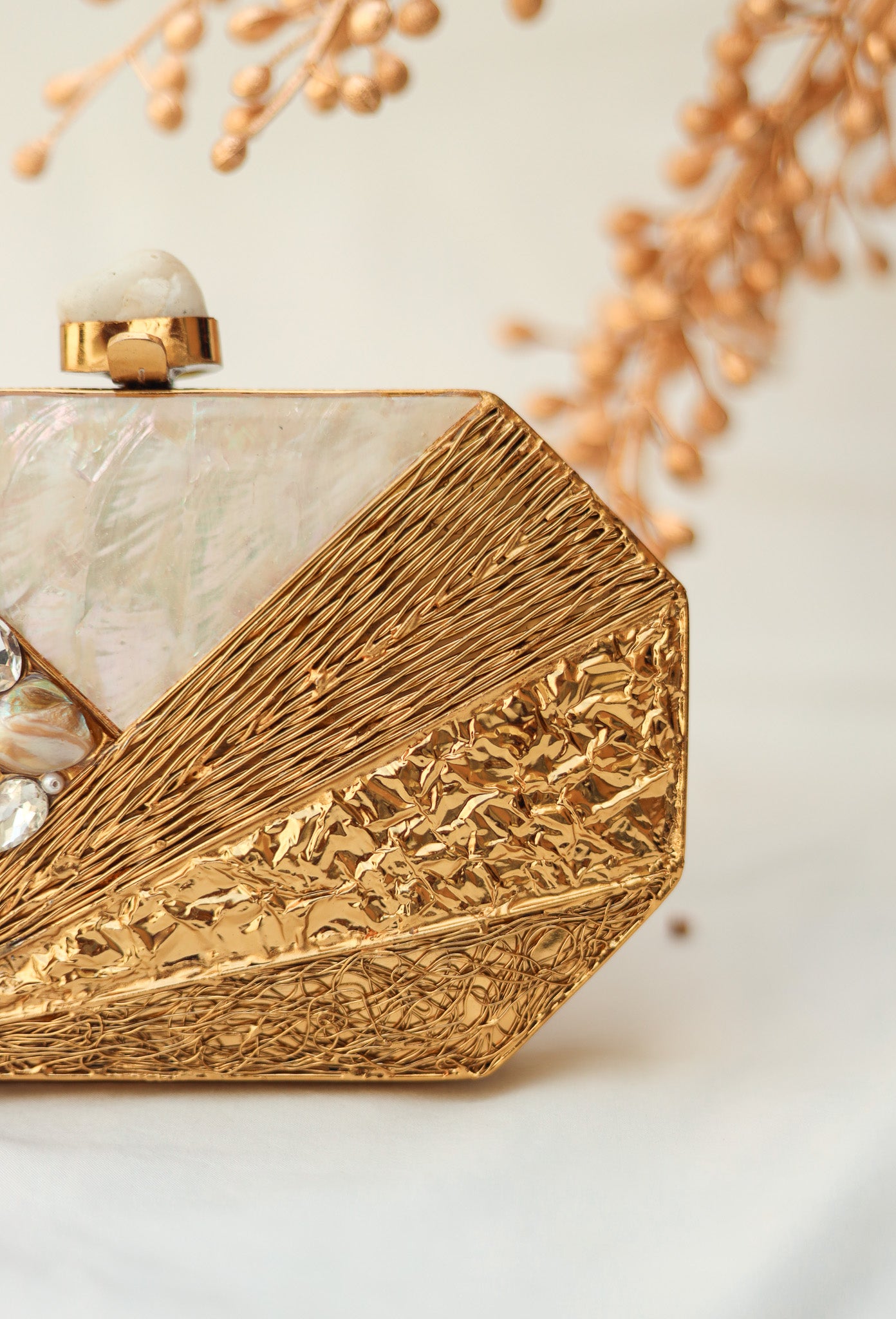 Golden Clutch Purse, Wish me Luck Brass Clutch, Selomenika