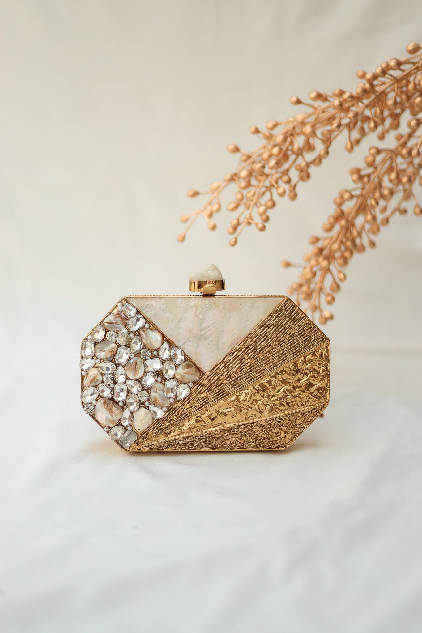Golden Clutch Purse, Wish me Luck Brass Clutch, Selomenika