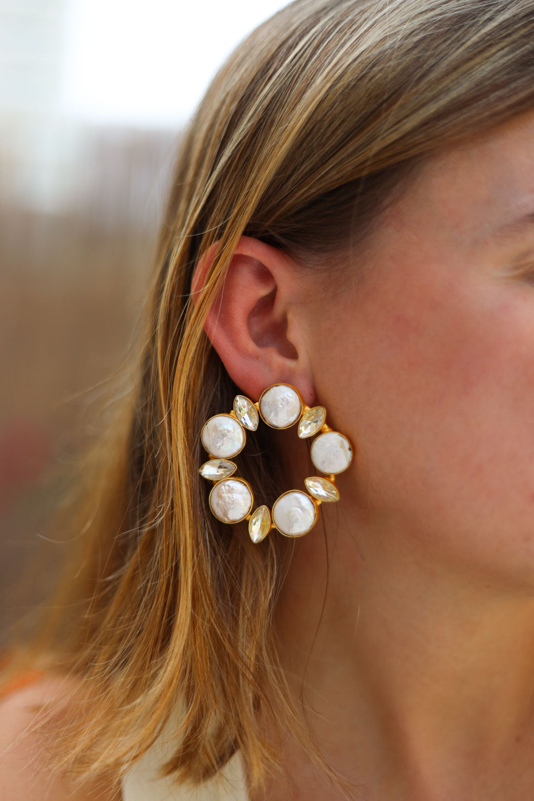 Hoop Earring With Pearl, Oceanic Treasures Pearl Earring, Selomenika