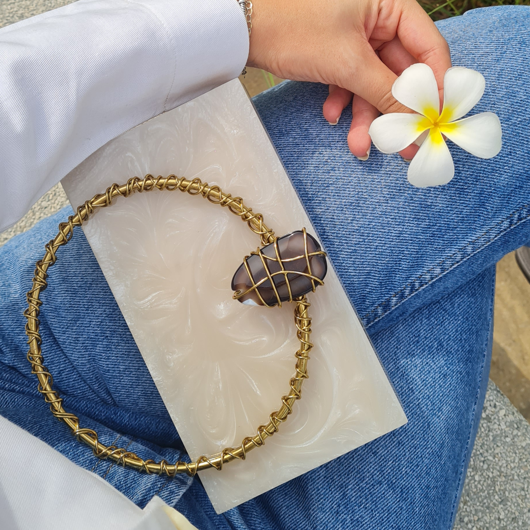 Clutch For Women, Momentary Phase Quartz Stone Bag, Selomenika