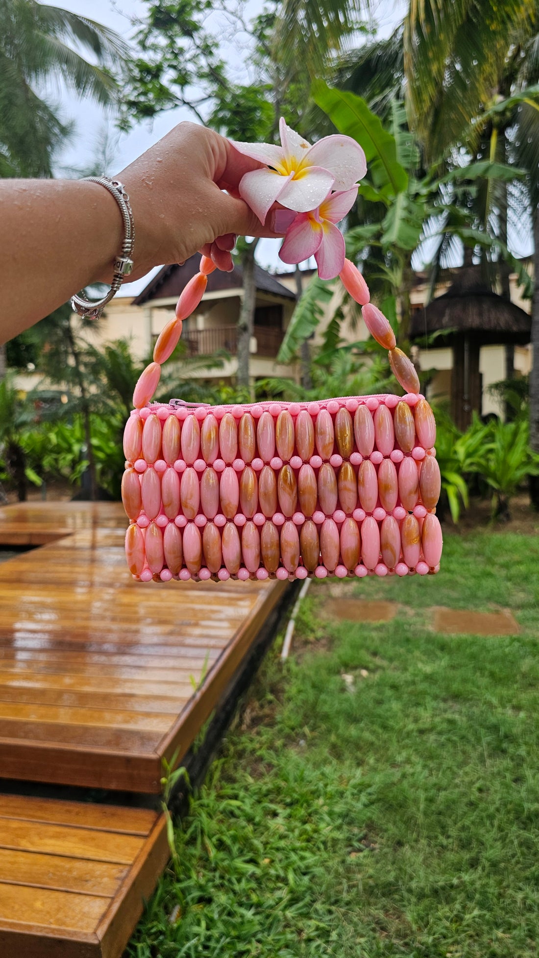 Too Chic Pink Beaded Bag