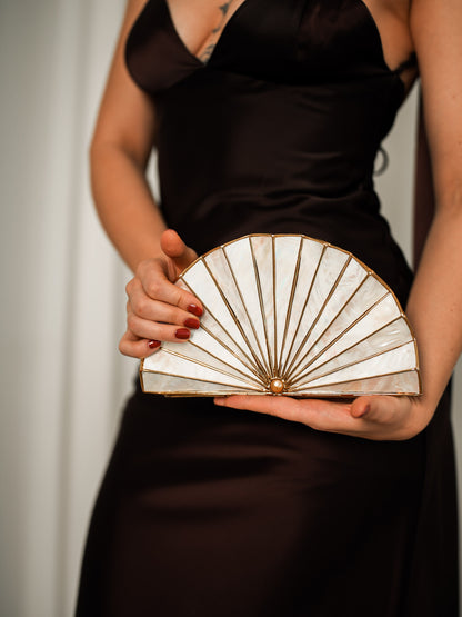 A Story to Carry Mother of Pearl Clutch (White)