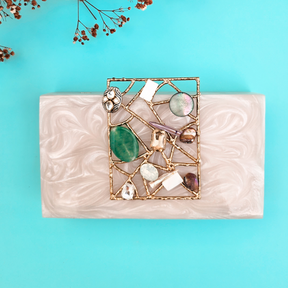 Marble Effect Clutch Bag, Over the Moon Resin Clutch, Selomenika