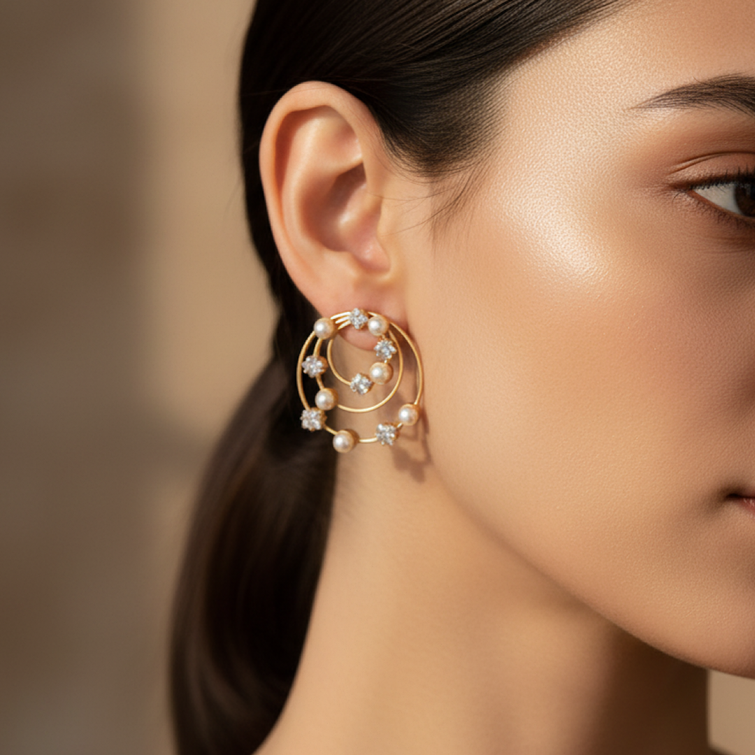 Glimmering Gems Pearl Earring