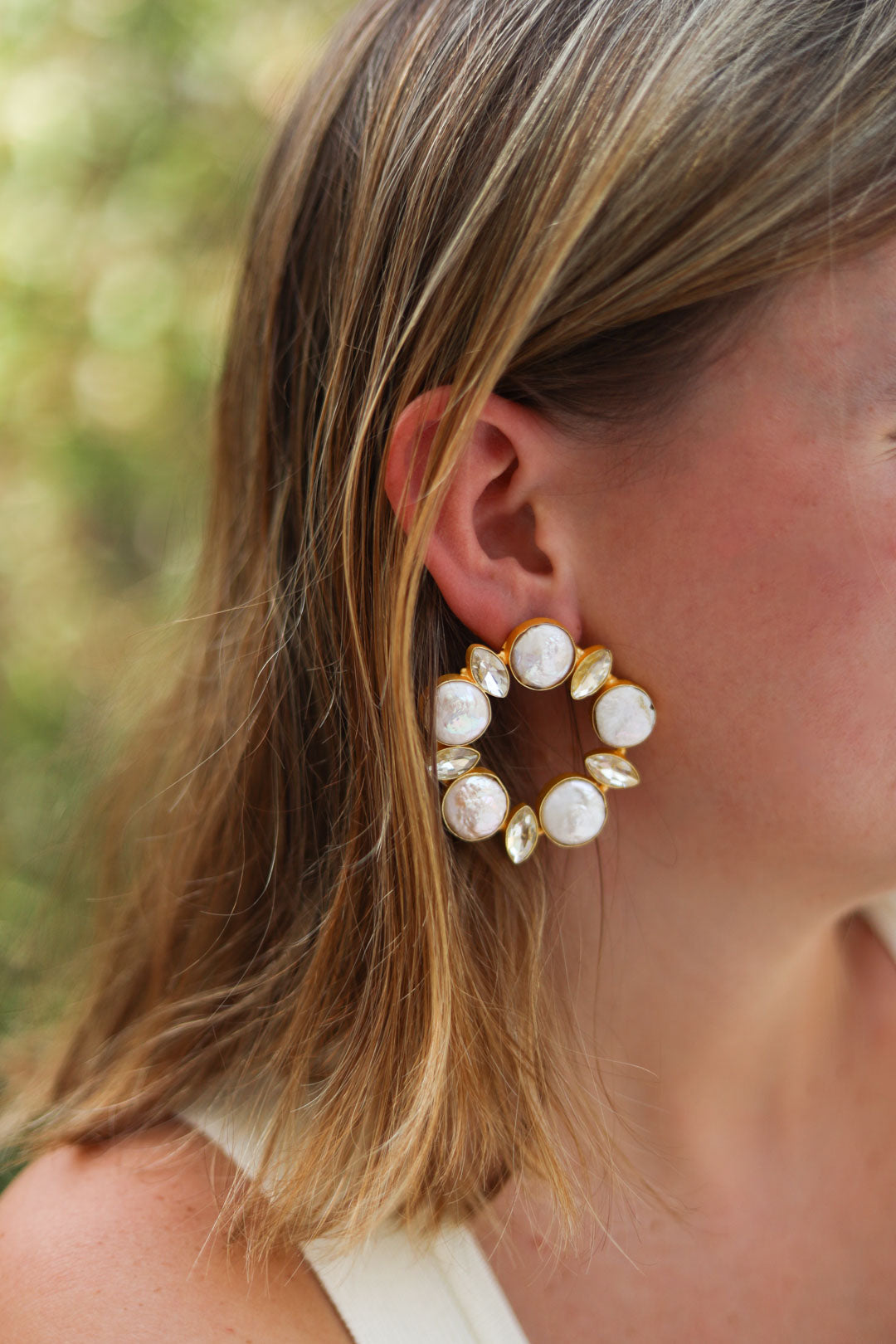 Hoop Earring With Pearl, Oceanic Treasures Pearl Earring, Selomenika