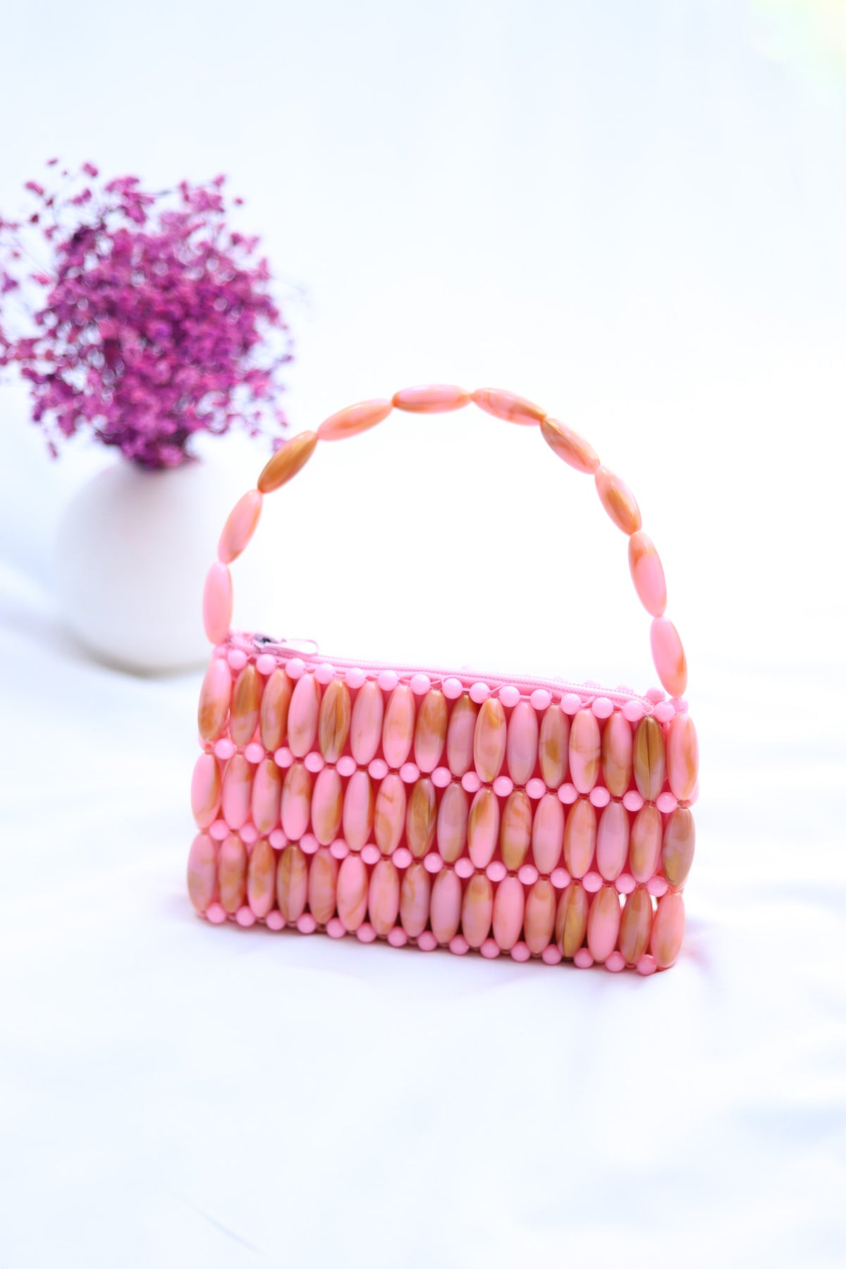 Too Chic Pink Beaded Bag
