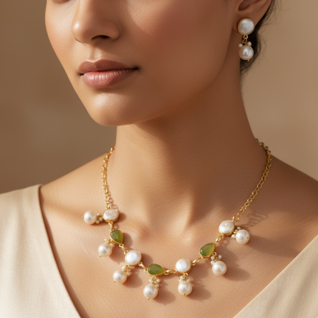 Serenade of Peals Necklace and Earrings Set