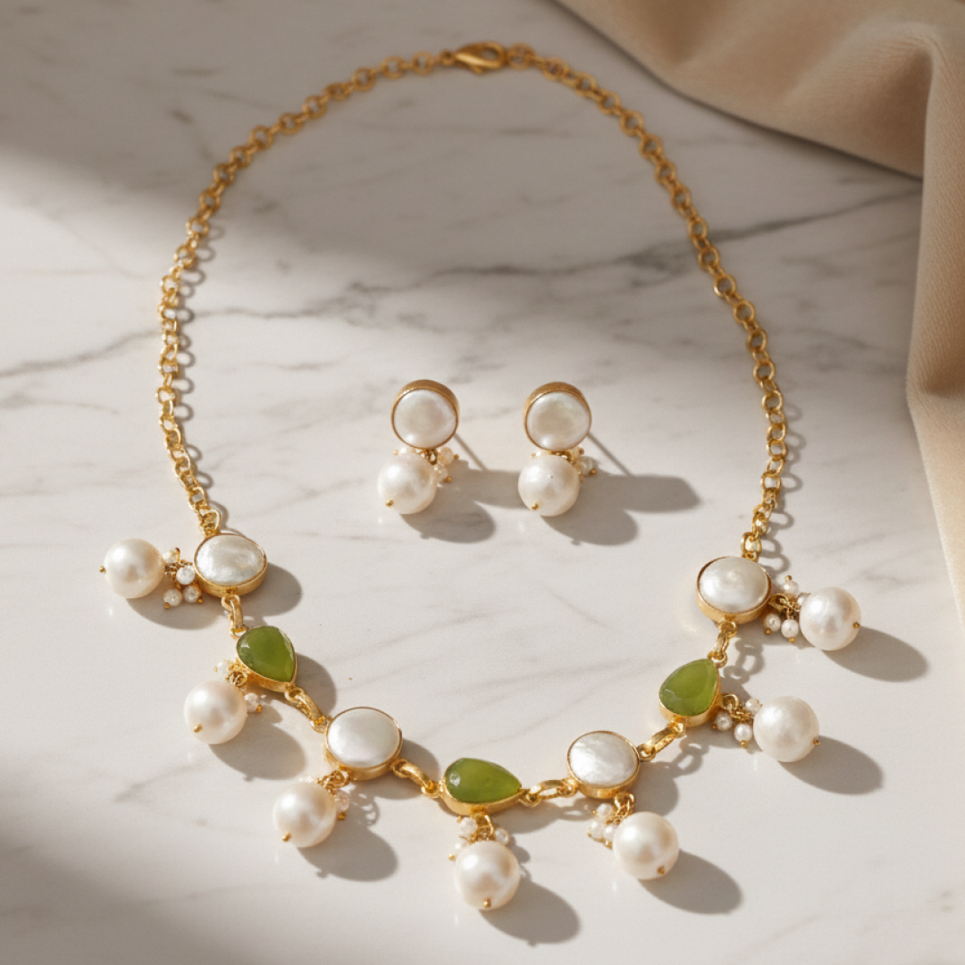 Serenade of Peals Necklace and Earrings Set