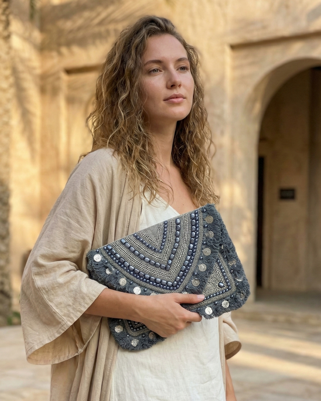 Grey Spark Bohemian Clutch