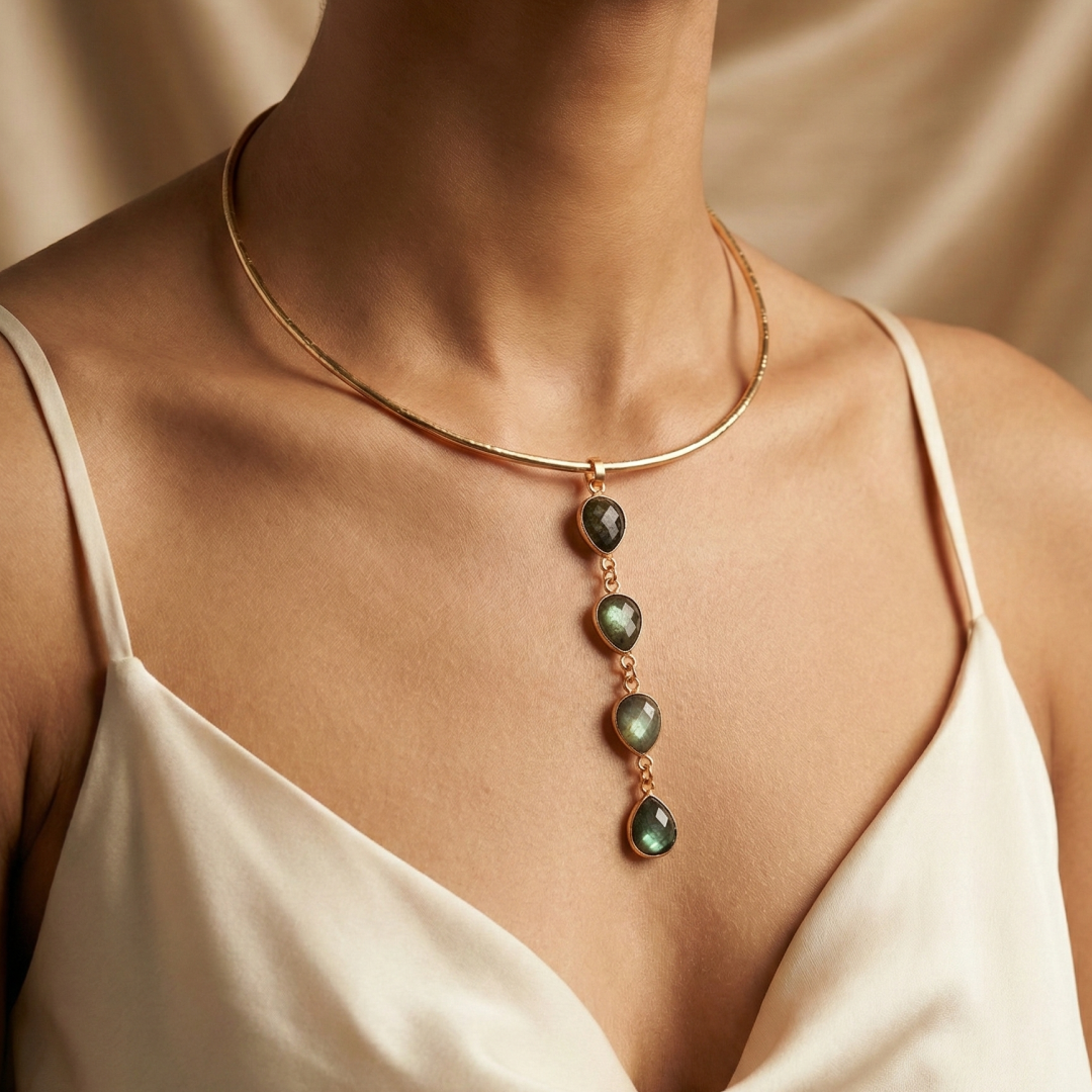 Stay Golden Labradorite Stone Necklace