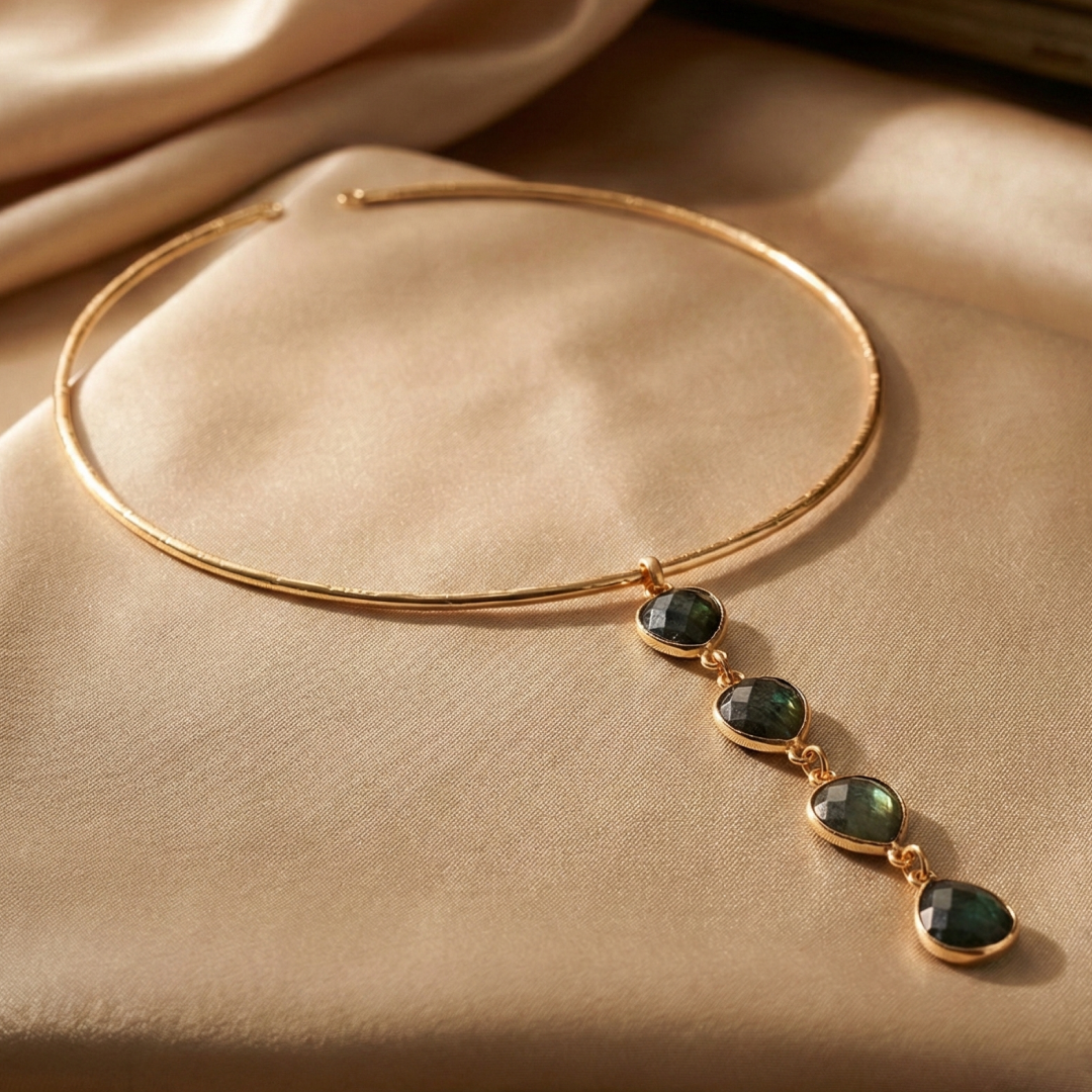 Stay Golden Labradorite Stone Necklace