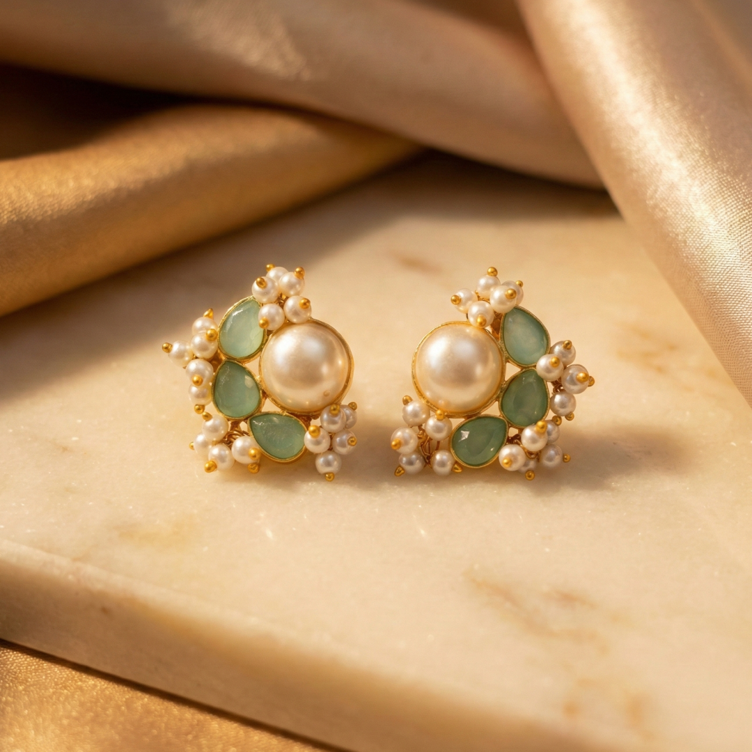 Melodic Love Monalisa Stone Earrings (Green)