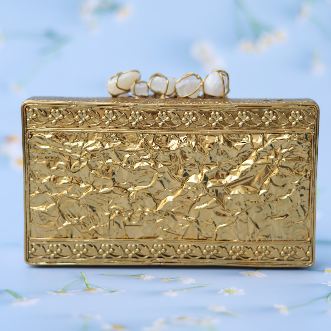Women's Clutch Bag For Wedding, Lost Forever Brass Clutch, Selomenika