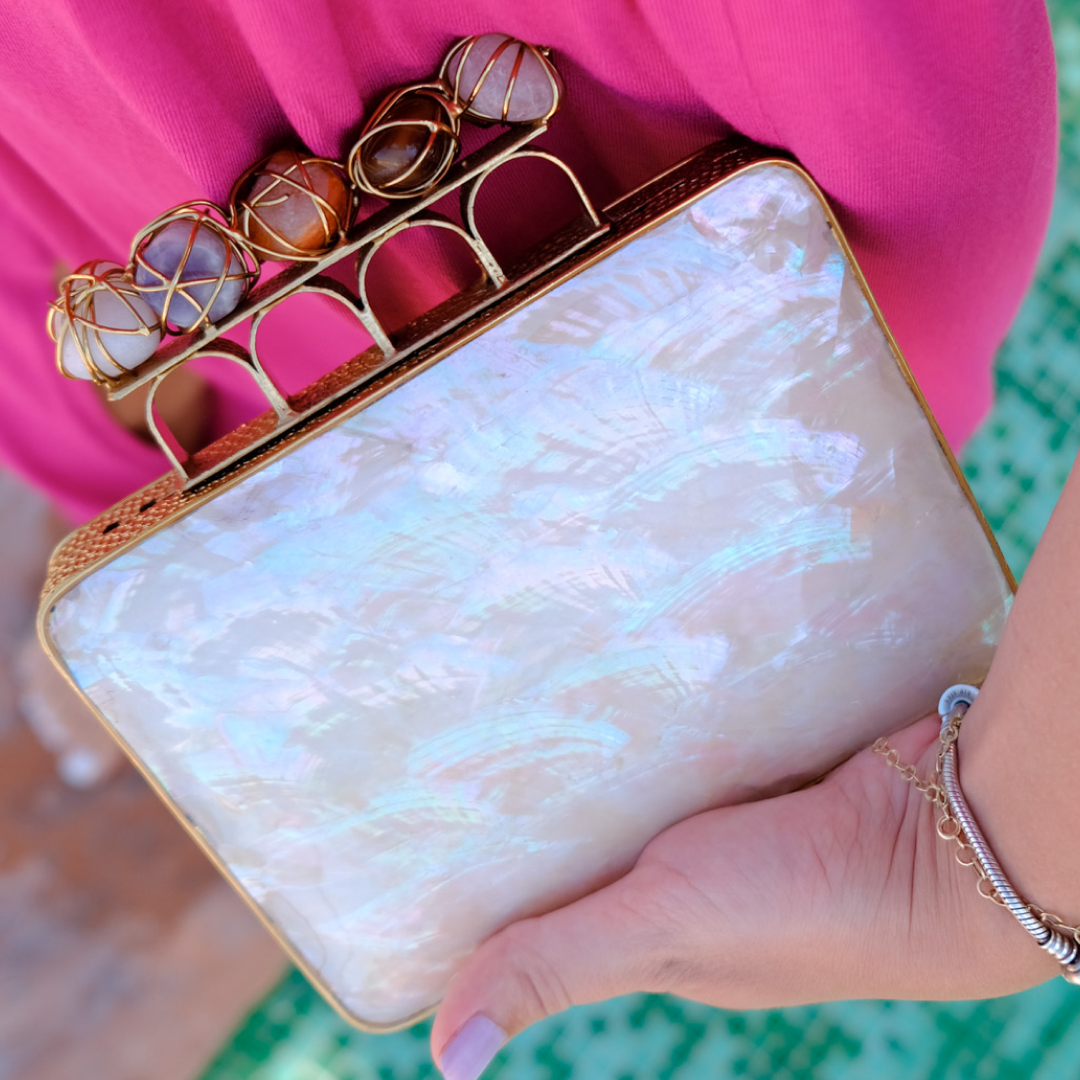 Designer Clutch Bag Mother of Pearl Clutch Selomenika